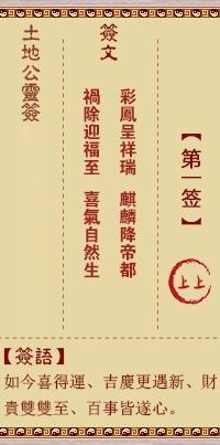 土地公灵签第一签 土地公解签1