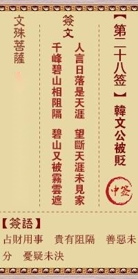 文殊菩萨第二十八签  文殊灵签解签28
