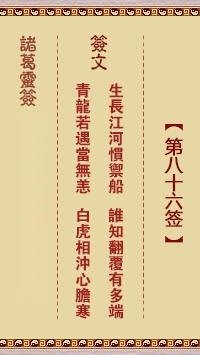 诸葛神签第八十六签  诸葛灵签解签86